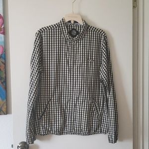 Obey Navy & Off-White Plaid Checked Jacket Size Medium